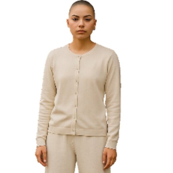 Women's Sweater Button-up Cardigan Sz Large White Floral Knit Designs High Neck - Picture 10 of 10